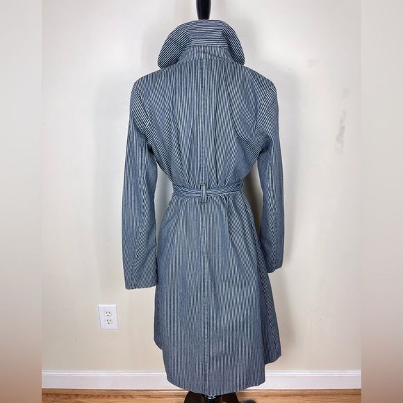 ASOS Blue Striped Trench Coat - Picture 3 of 5